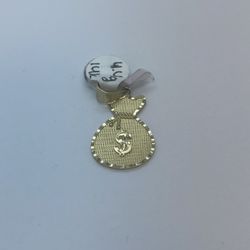 Gold Pendant Money Bag Style  Gift 14K New 