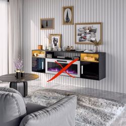 70'' Floating TV Stand without fireplace ;Entertainment Center with Adjustable Shelves, Floating TV Console for Living Room,Black  This 70" 