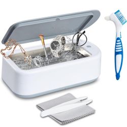 5-in-1 Ultrasonic Jewelry Cleaner,Ultrasonic Cleaner,Glasses Cleaner Ultrasonic Machine,304 Stainless Steel Tank Sonic Cleaner for Watch Strap,Ring,Ea