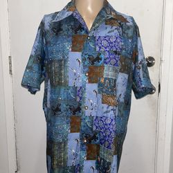 Vintage 1960s Andrade Honululu Resort Hawaiian Shirt Mens Loop Collar Rare Print