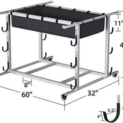 MR Volleyball Equipment Cart, Heavy-Duty Volleyball Gear Storage Trolley with 4 Removable Baskets & Lockable Wheels, Portable Volleyball Cart for Ball
