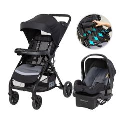 Baby Stroller - Baby Trend New Venture 4-Wheel Stroller Travel System - Grey