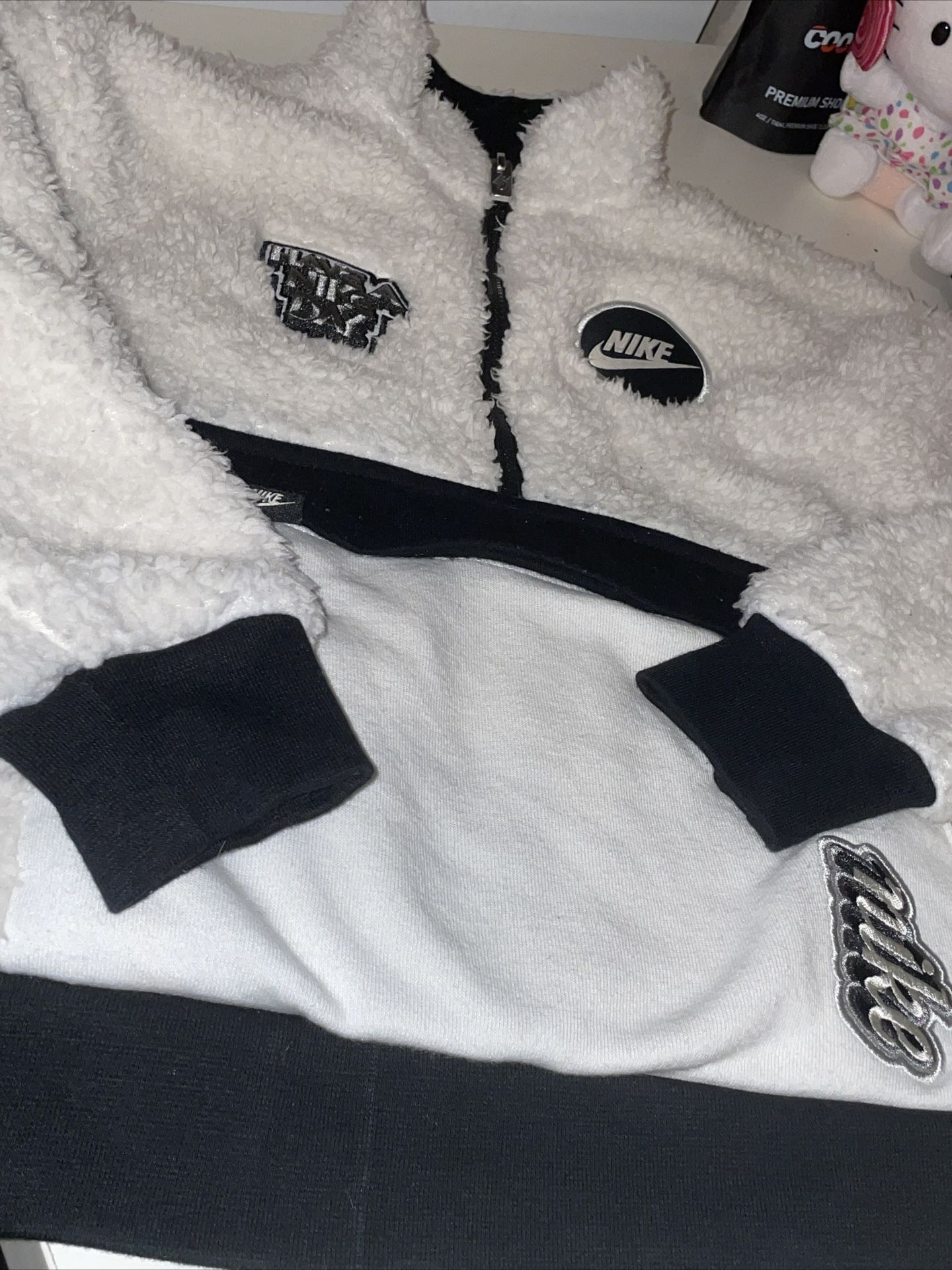 Kids Fleece Half Zip Jacket, White - Nike Outerwear Size 6 unisex