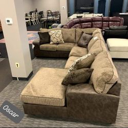 $49 Down Payment Ashley Chocolate Large Sectional Sofa Couch Total Price 