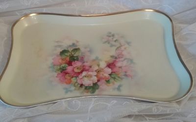 Antique hand painted Bavaria dresser tray