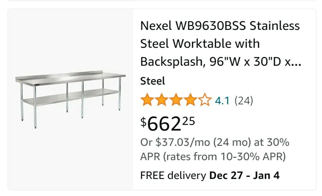 8 Ft Stainless Steel Prep Table Used But Great Condition