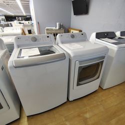 $1118 LG 5.O CU FT WASHER + 7.3 CU FT GAS DRYER, 1 YR WARRANTY