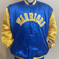 GOLDEN STATE WARRIORS NBA BASKETBALL JACKET VINTAGE HARDWOOD CLASSIC BLUE JACKET MENS 2XL