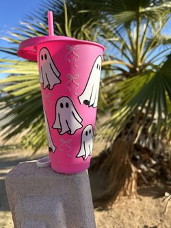 Cute Ghost Tumblr With Lid. Hand Made.