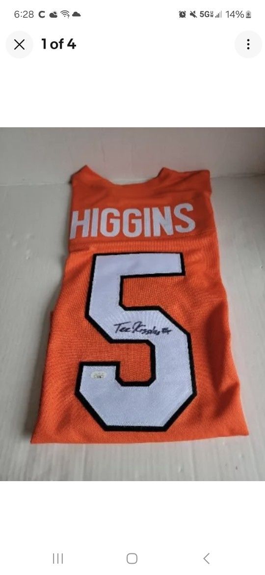 JSA Certified Tee Higgins (Orange) Cincinnati Bengals Autographed Jersey