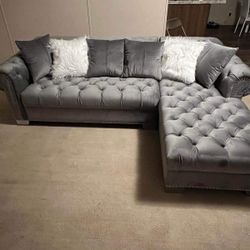 Sectional Grey Velvet