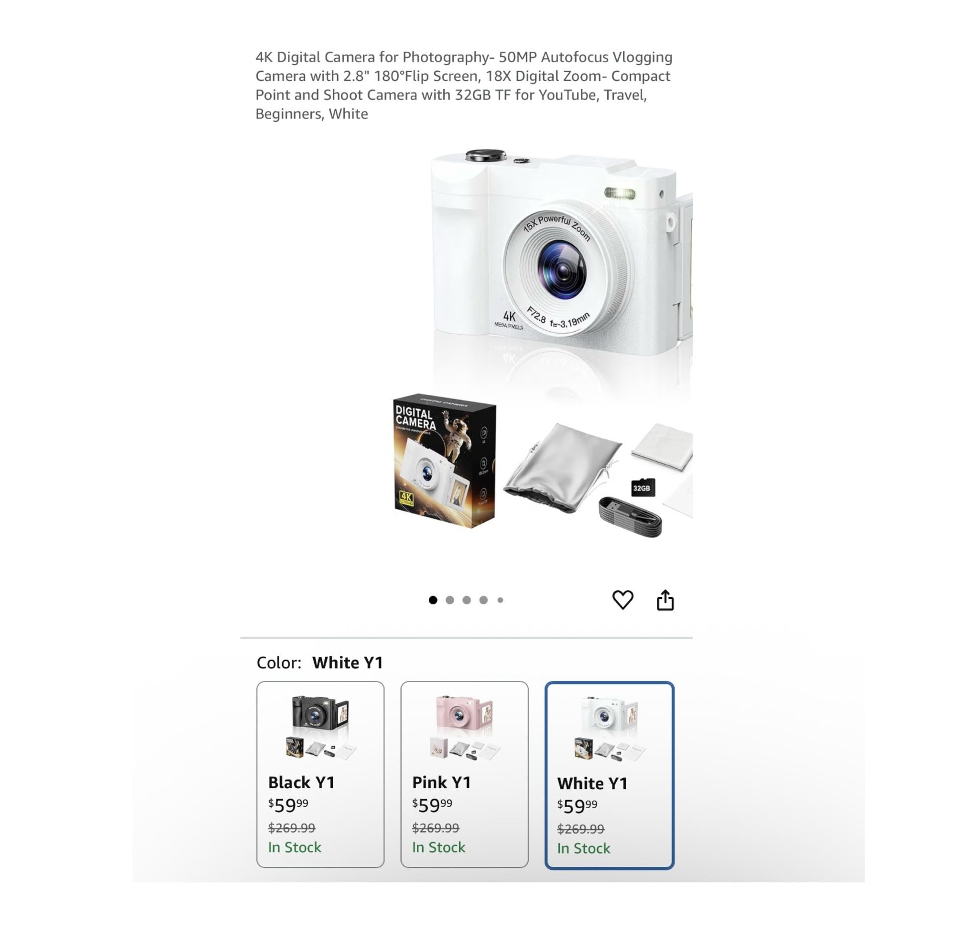 Brand new 4K Digital Camera for Photography- 50MP Autofocus Vlogging Camera with 2.8" 180°Flip Screen, 18X Digital Zoom- Compact Point and Shoot Camer