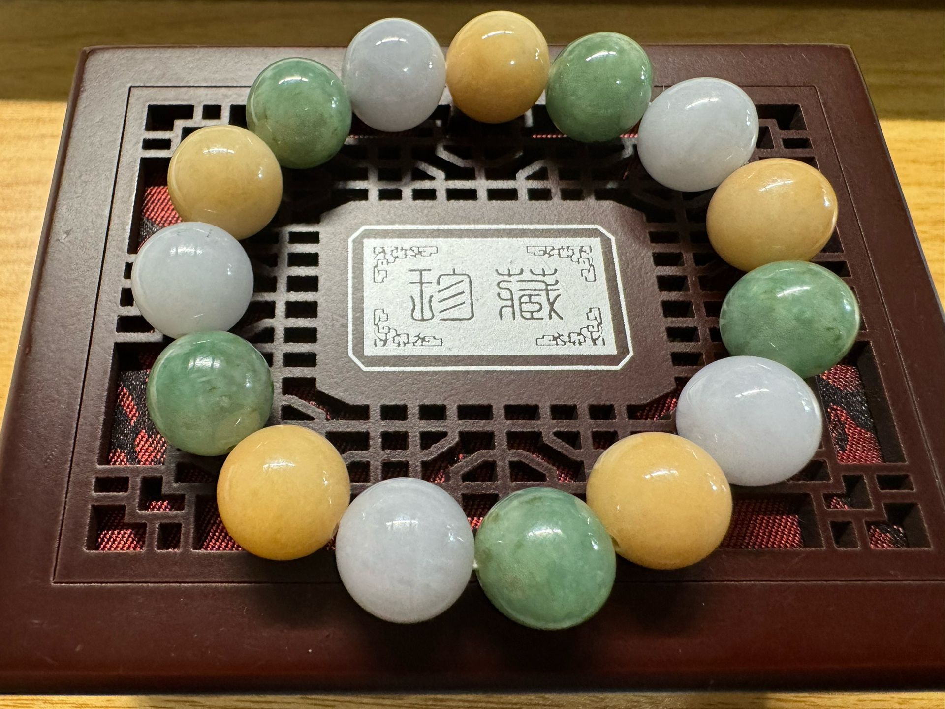 Genuine Jade Bracelet – Natural Green, White & Yellow Tones