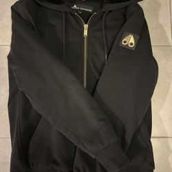 Moose Knuckles Black Zip-Up Hoodie Jacket