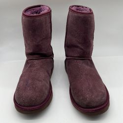 Ugg Boots Shearling Purple Glitter Fur Womens Sparkle size 10 
