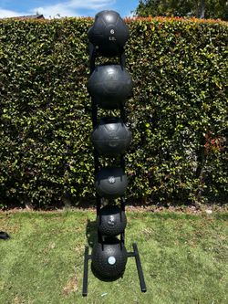 Medicine Ball & Slam Ball Bundle with Storage Rack – Home Gym Equipment