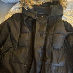 marc new york andrew marc mens large black coat with fur hood