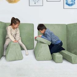 10 Piece Soft Modular Microsuede Foam Kids Play Couch