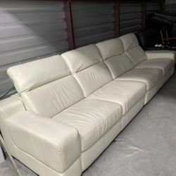 Cream Leather Sofa