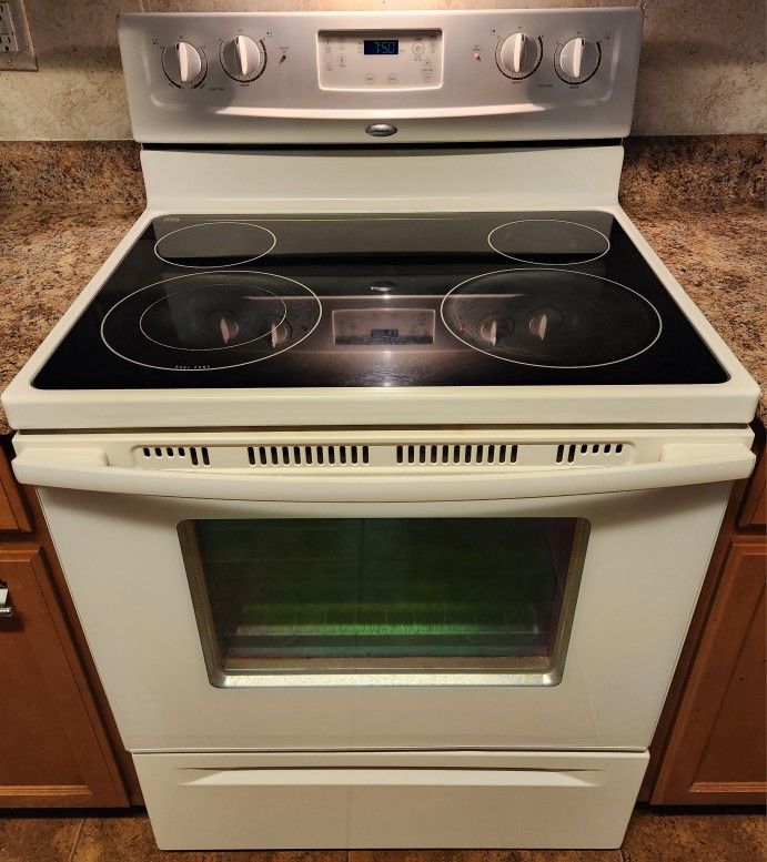 Bisque Whirlpool 30-inch Electric Glass Top Stove