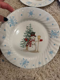 PENDING: Christmas Snowman Ceramic Dinner Plates-10
