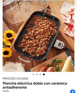Princess house plancha eléctrica doble con cerámica antiadherente