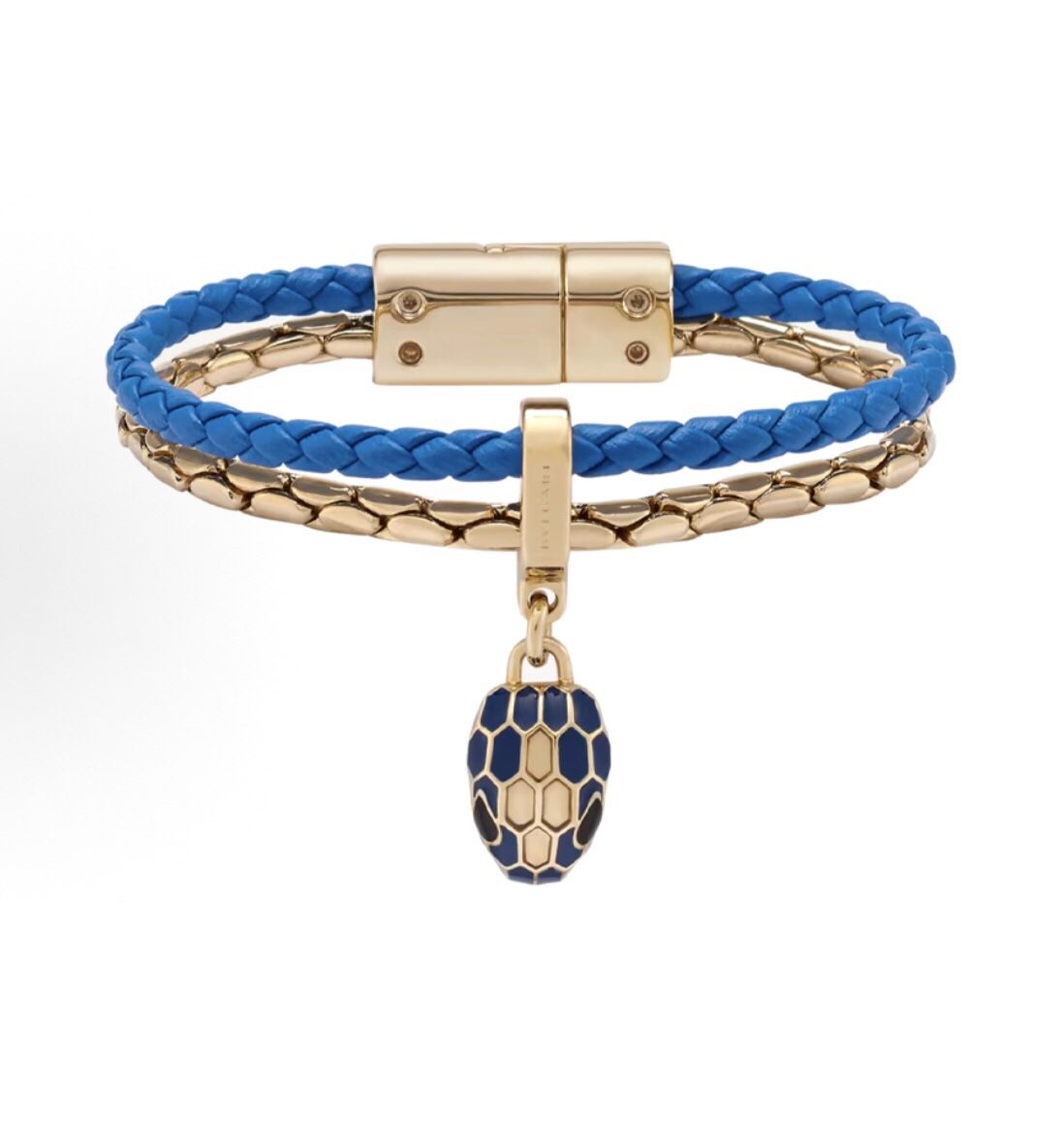 BVLGARI Pendant Decoration Calfskin Bracelet Women's Blue(82)66