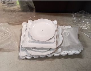 New Set of 12 plastic food serving dispalys ivory color