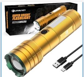 Rechargeable Flashlights High Lumens 10000 Long Lasting, 4 Modes with Side COB Light, Super Bright LED Flashlight USB C Input & Output, Powerful Stron
