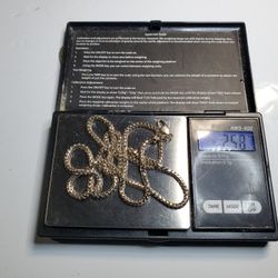 18k 750 Diamond Cut White Solid Gold  Franco Round Chain Necklace, 26 grams