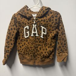 Gap Girls 3T Hooded Sweatshirt Leopard Print