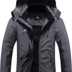 Women's Waterproof Ski Jacket (Medium; Grey; NEW) Warm Winter Coat Outdoor Windbreaker Hiking Snowboarding Jacket