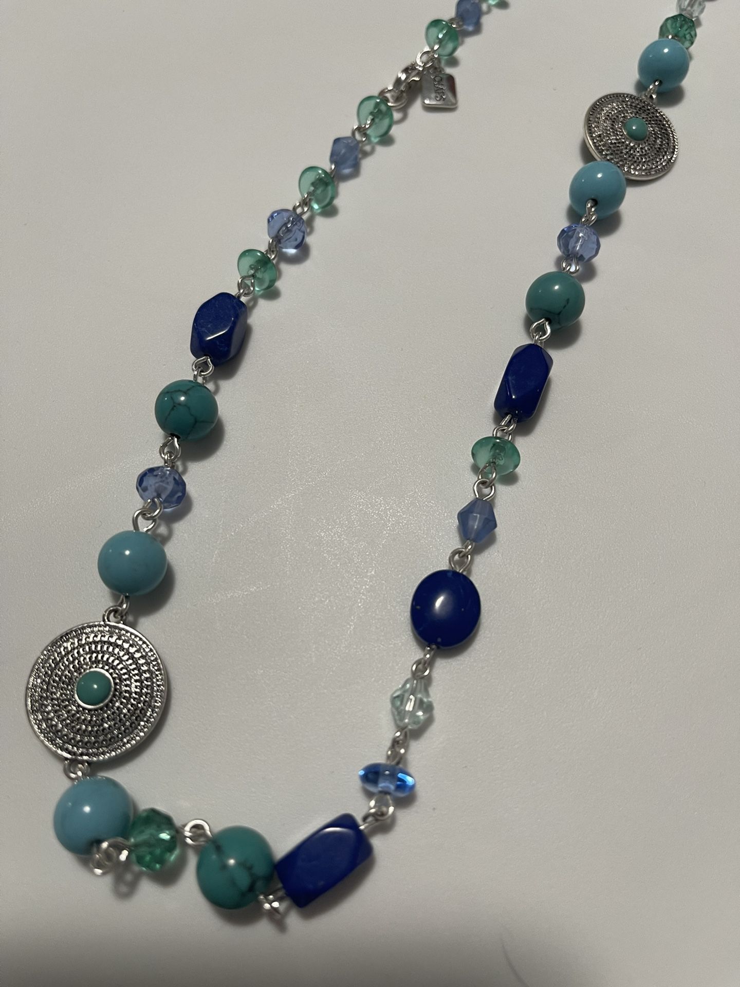 Chaps Turquoise Silver Navy Necklace