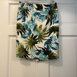 Ann Taylor Loft tropical floral print silk pencil 