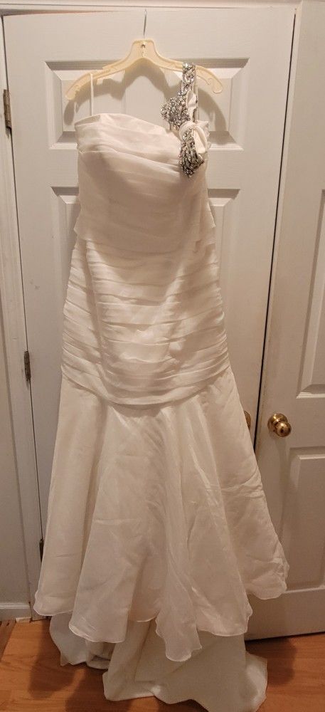 Forever Yours One Shoulder Beaded Accents Ivy Wedding Dress with Train - Size 20