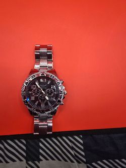 Men's Luxury Silver Stainless Steel Analog Watch – Black Dial.