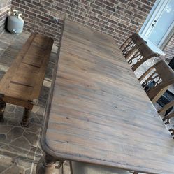 Dining Table with 5 Chairs and a Bench