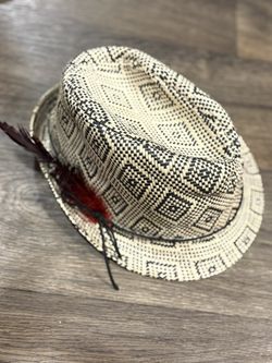 Black And White Straw Fedora