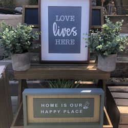 Deal Farmhouse Home Decor Tabletop Signs & Plants Bundle Of 4