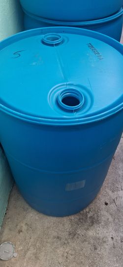 Blue Plastic 55-Gallon Drum Barrel