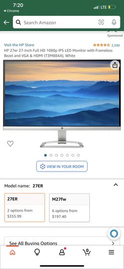 HP 27er 27” Full HD IPS LED Monitor with Frameless Bezel, and HDMI