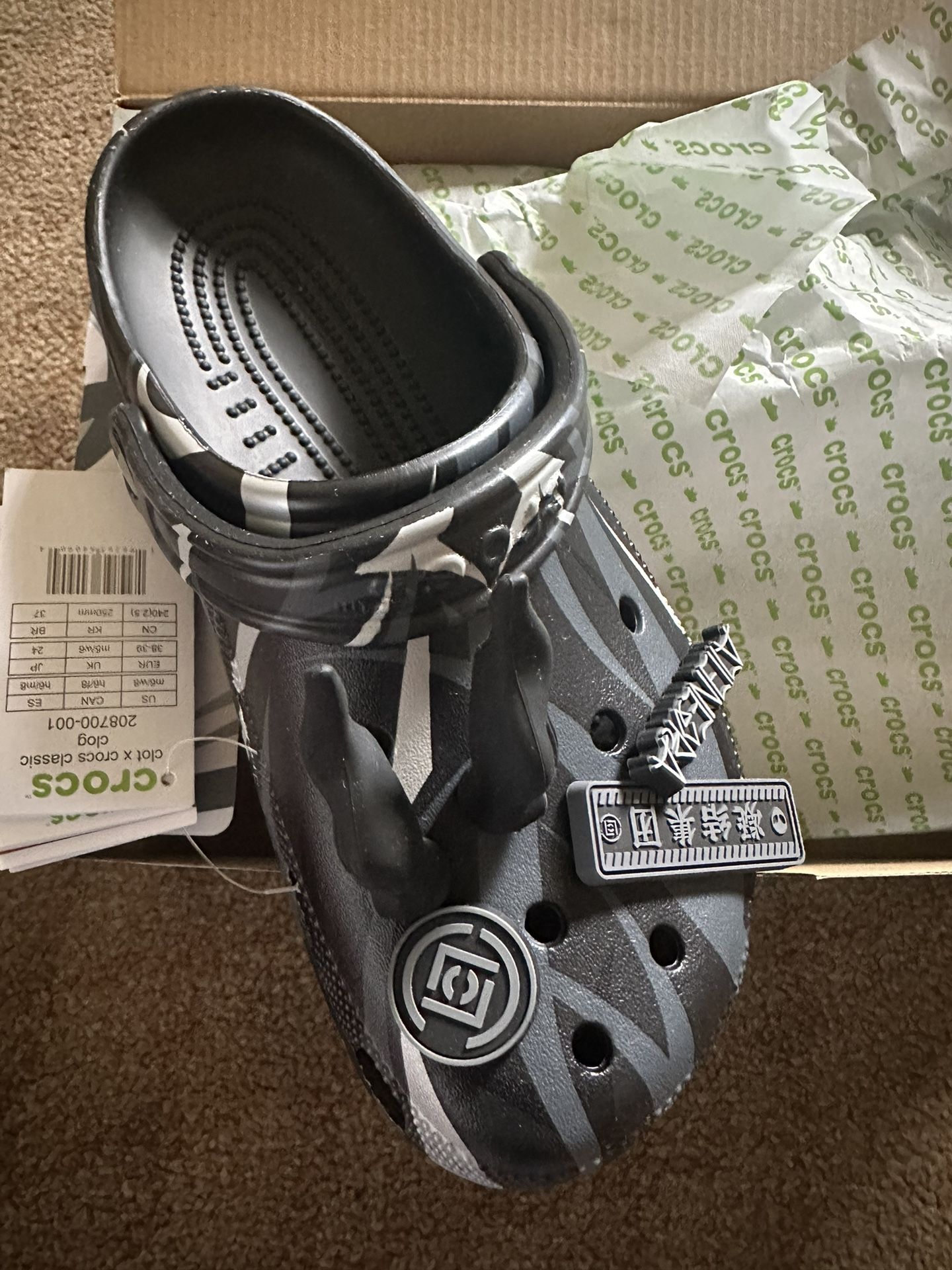 CLOT X Crocs Black Size: m6 / w8 Brand New