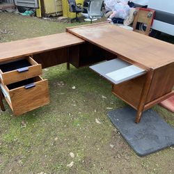 Jens Risom Style Walnut Desk Top Needs Refinishing 