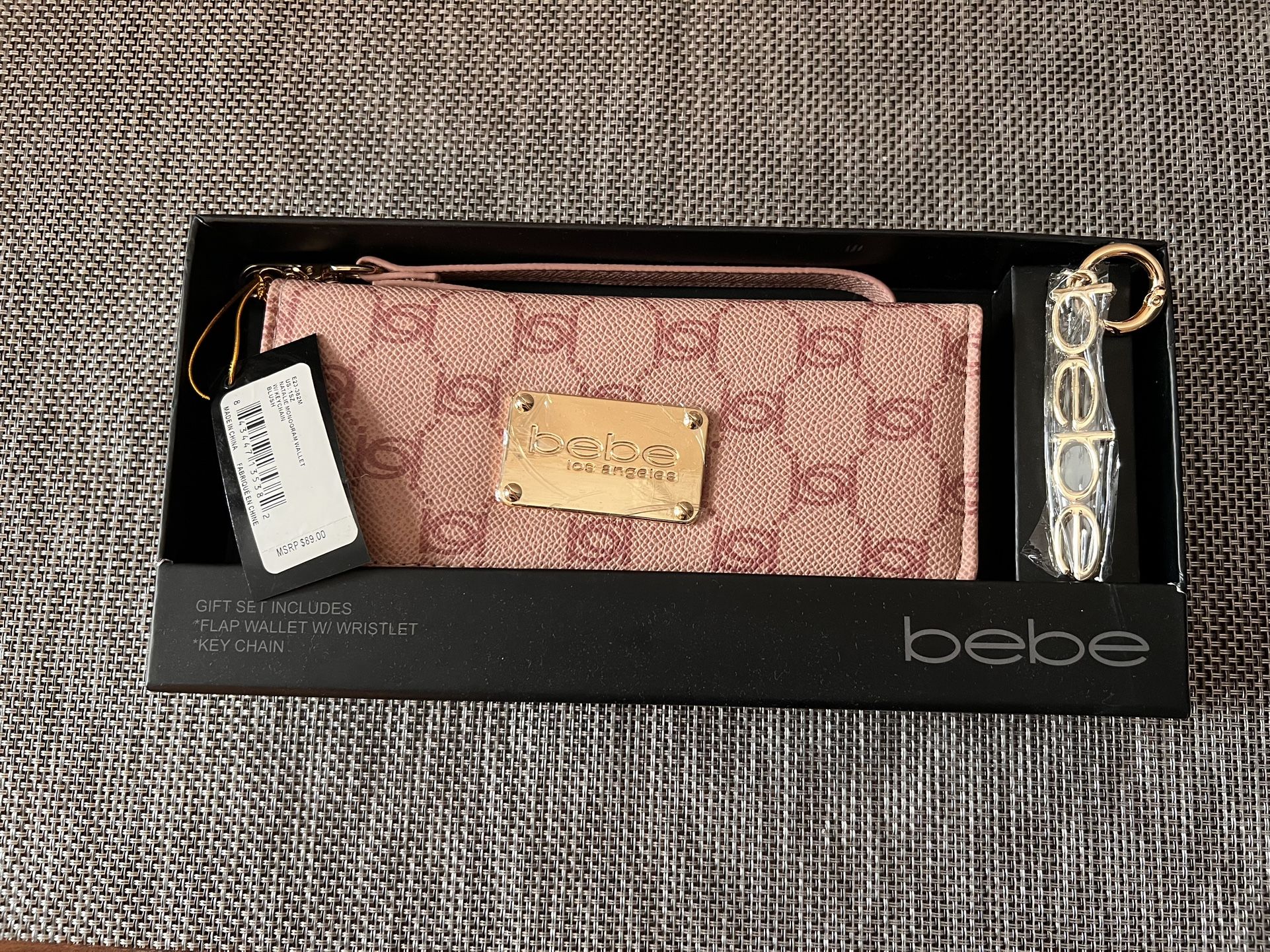 Bebe Wristlet Wallet and Keychain Gift Set