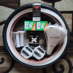 NEW Bicycle Bmx Parts Bundle 20" White