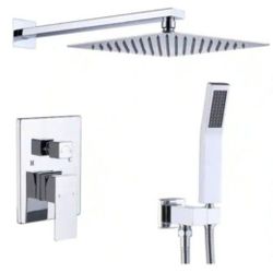 Single Handle 1-Spray Shower Faucet 12 in. Wall Mount Shower System 1.8 GPM with Ceramic Disc Valves in Polished Chrome