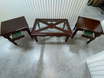 3 Piece Table Set in Cherry Wood - Ashley Furniture - Firm Price