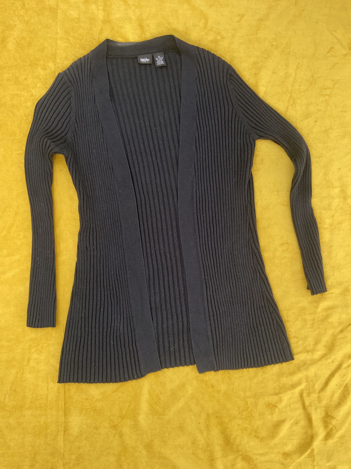 Vintage Black Ribbed Long Cardigan Size SM