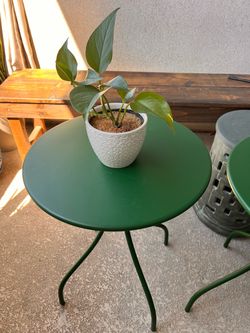 2 Green Metal Outdoor Side Tables / Plant Stands - $20 for Both