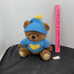 VINTAGE 1985 DAKIN BLUE SKI VACATION TEDDY BEAR HAT PLUSH STUFFED ANIMAL TOY